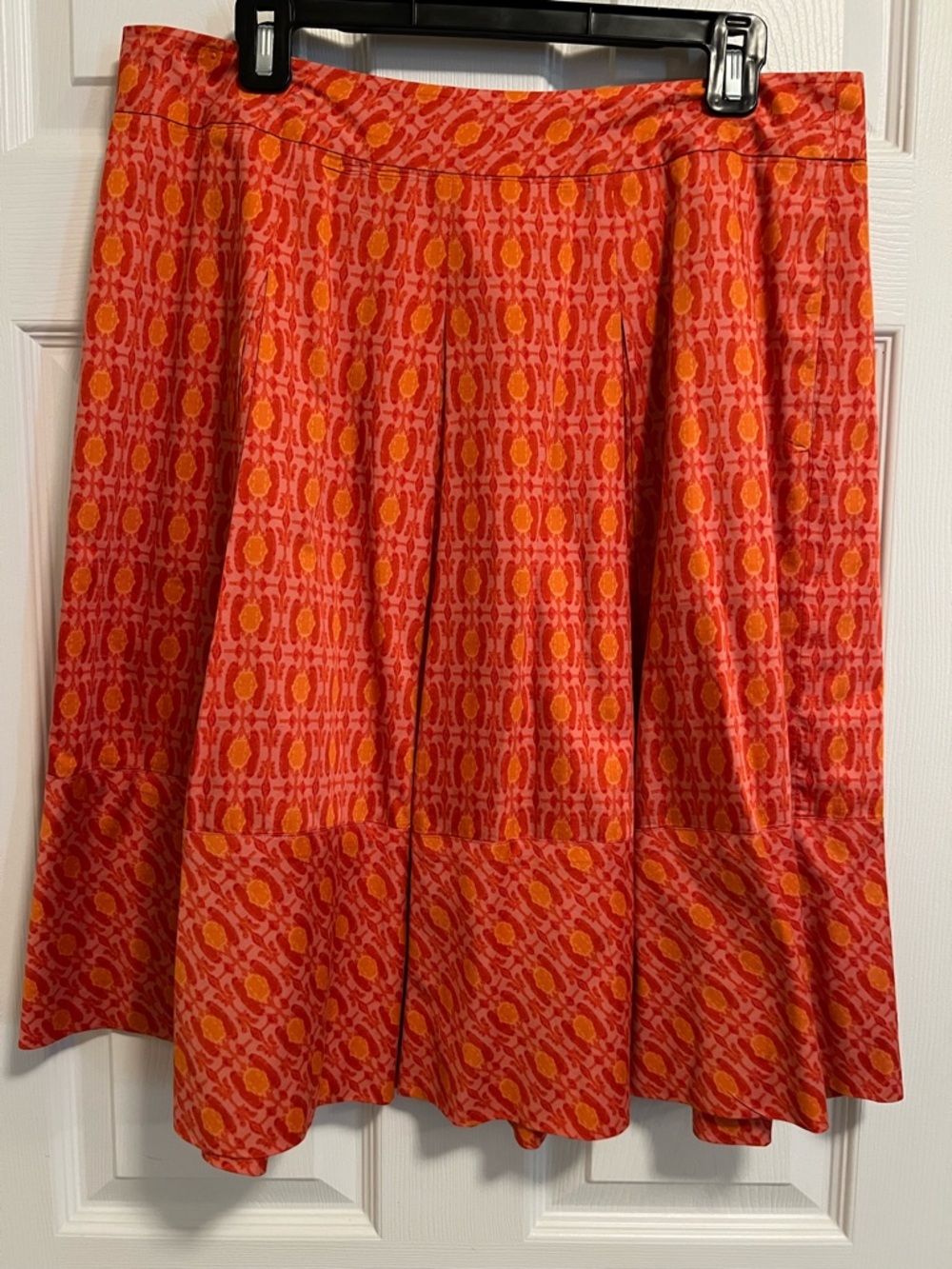 Talbots Women’s Orange Patterned A-Line Skirt